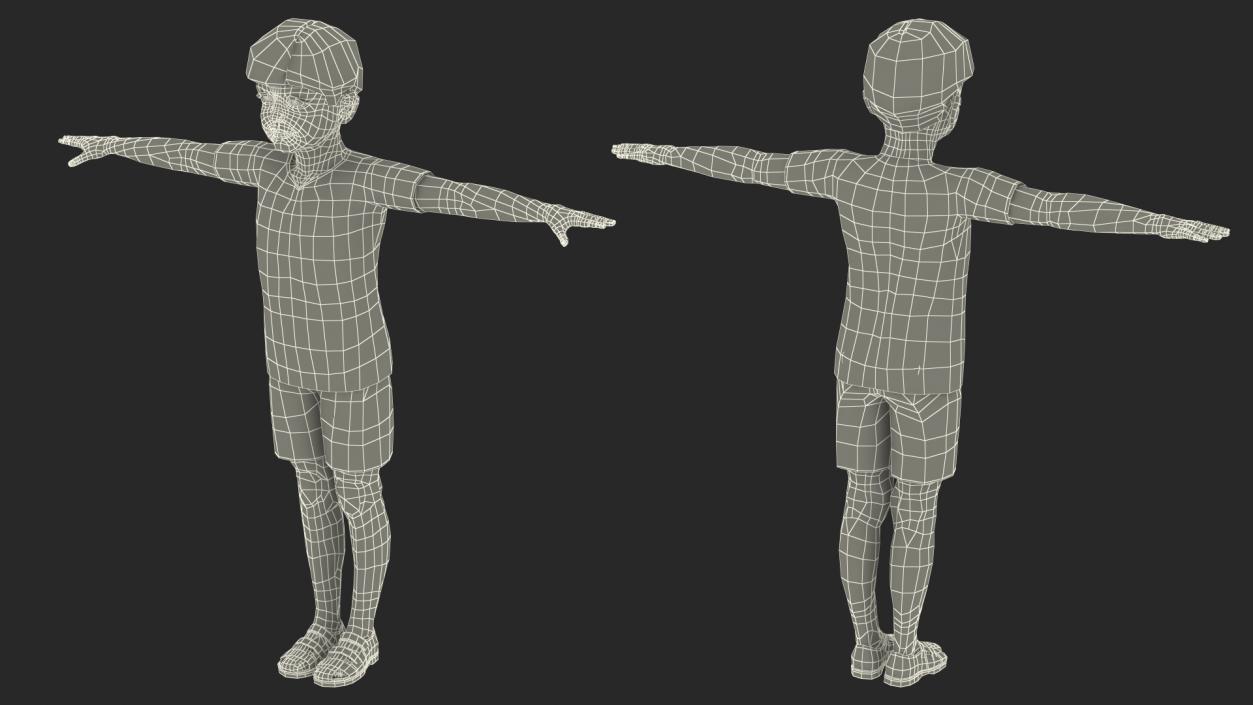 3D Realistic Child Boy T-Pose