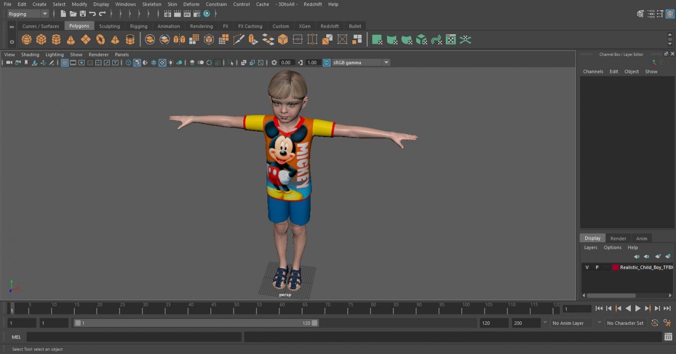 3D Realistic Child Boy T-Pose