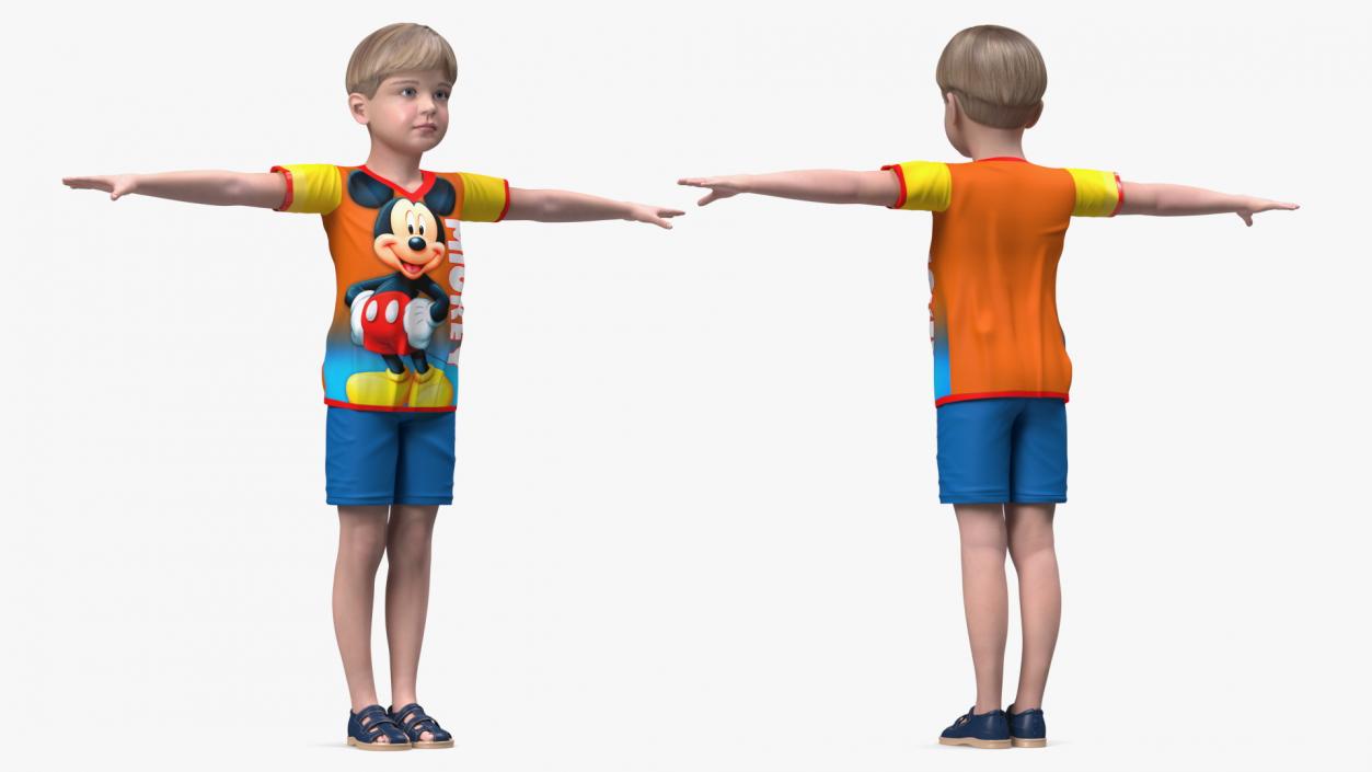 3D Realistic Child Boy T-Pose