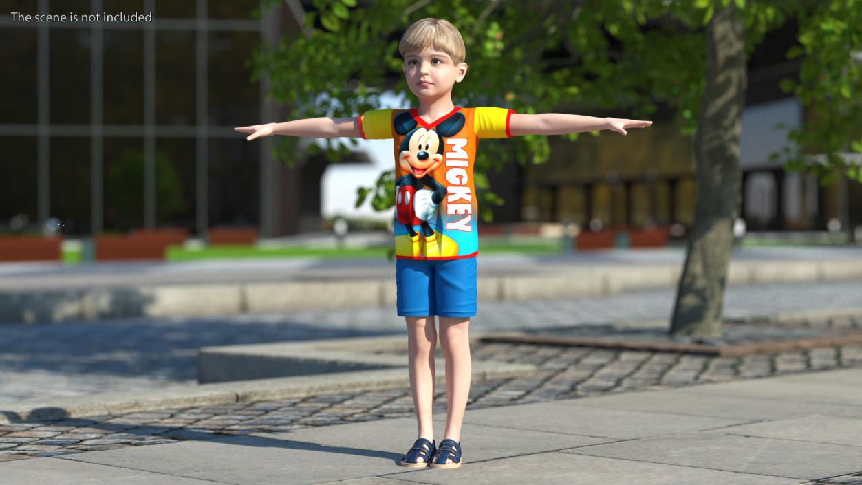 3D Realistic Child Boy T-Pose