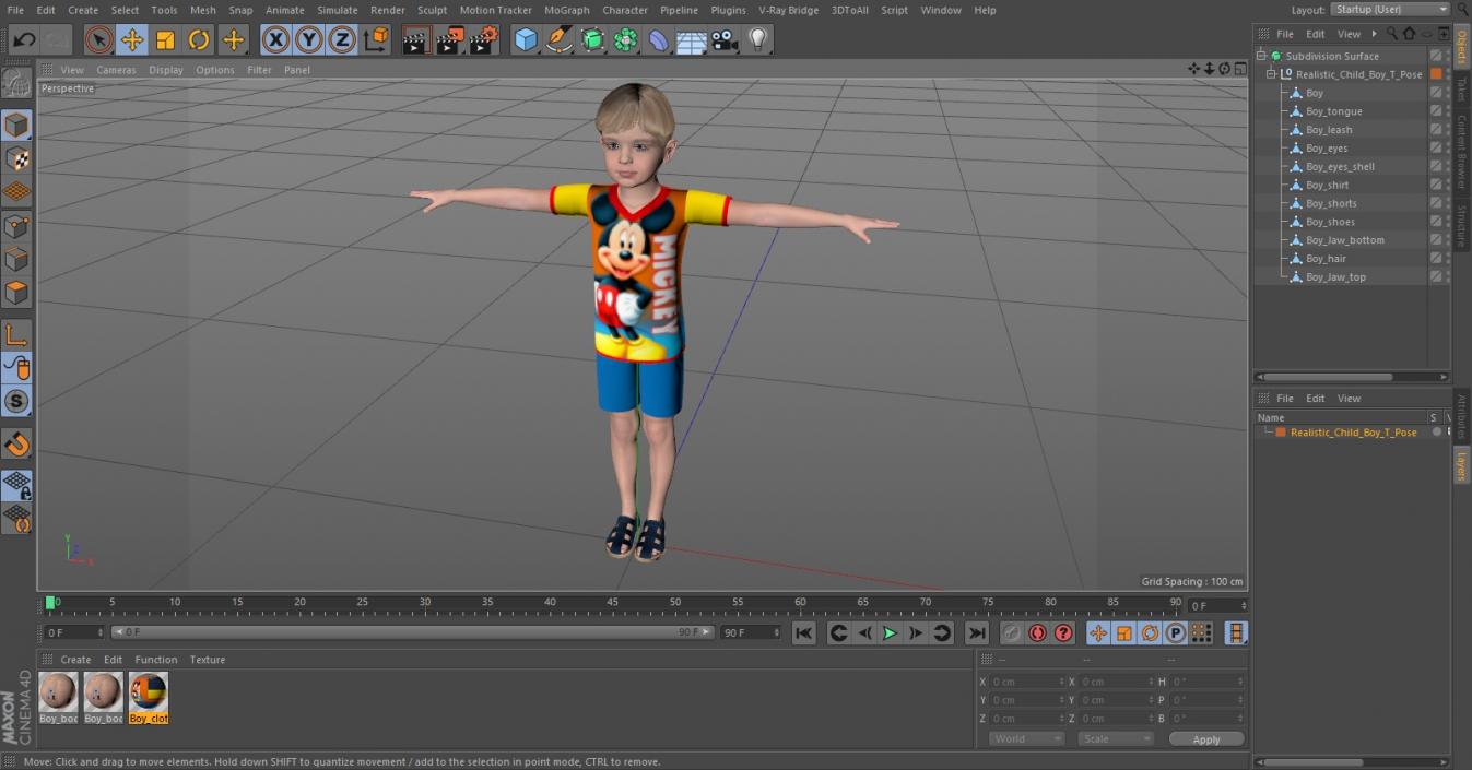 3D Realistic Child Boy T-Pose