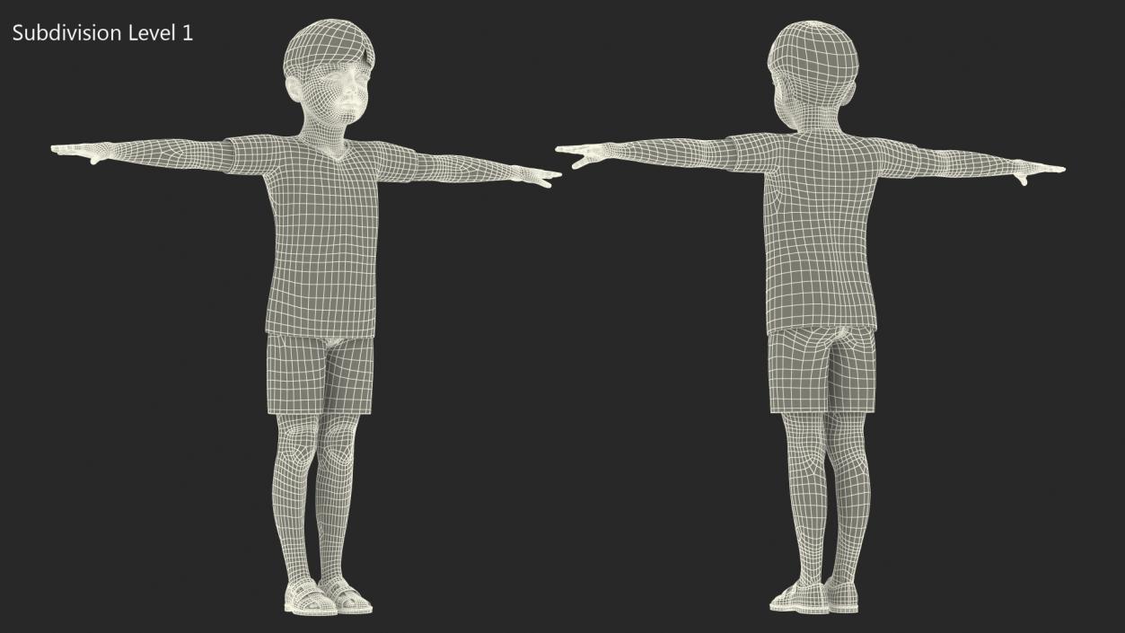 3D Realistic Child Boy T-Pose