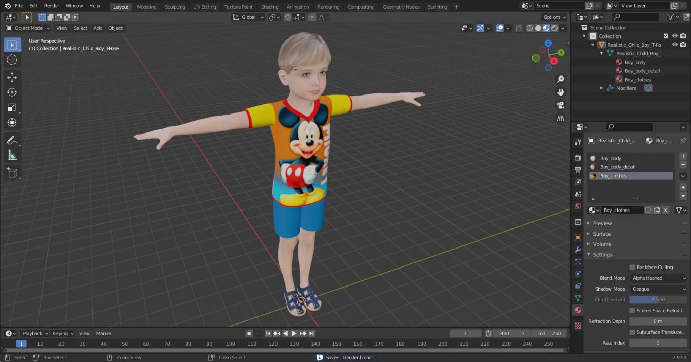 3D Realistic Child Boy T-Pose