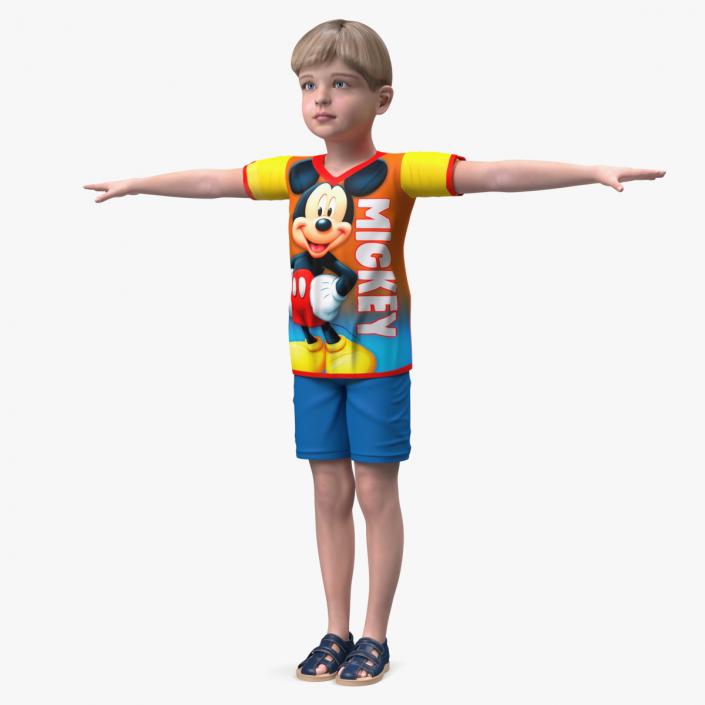 3D Realistic Child Boy T-Pose