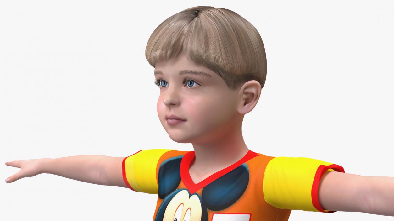 3D Realistic Child Boy T-Pose