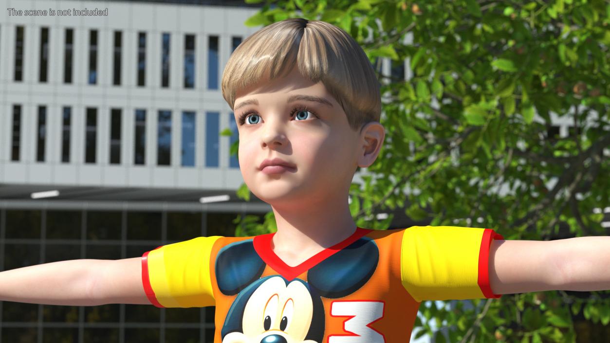 3D Realistic Child Boy T-Pose