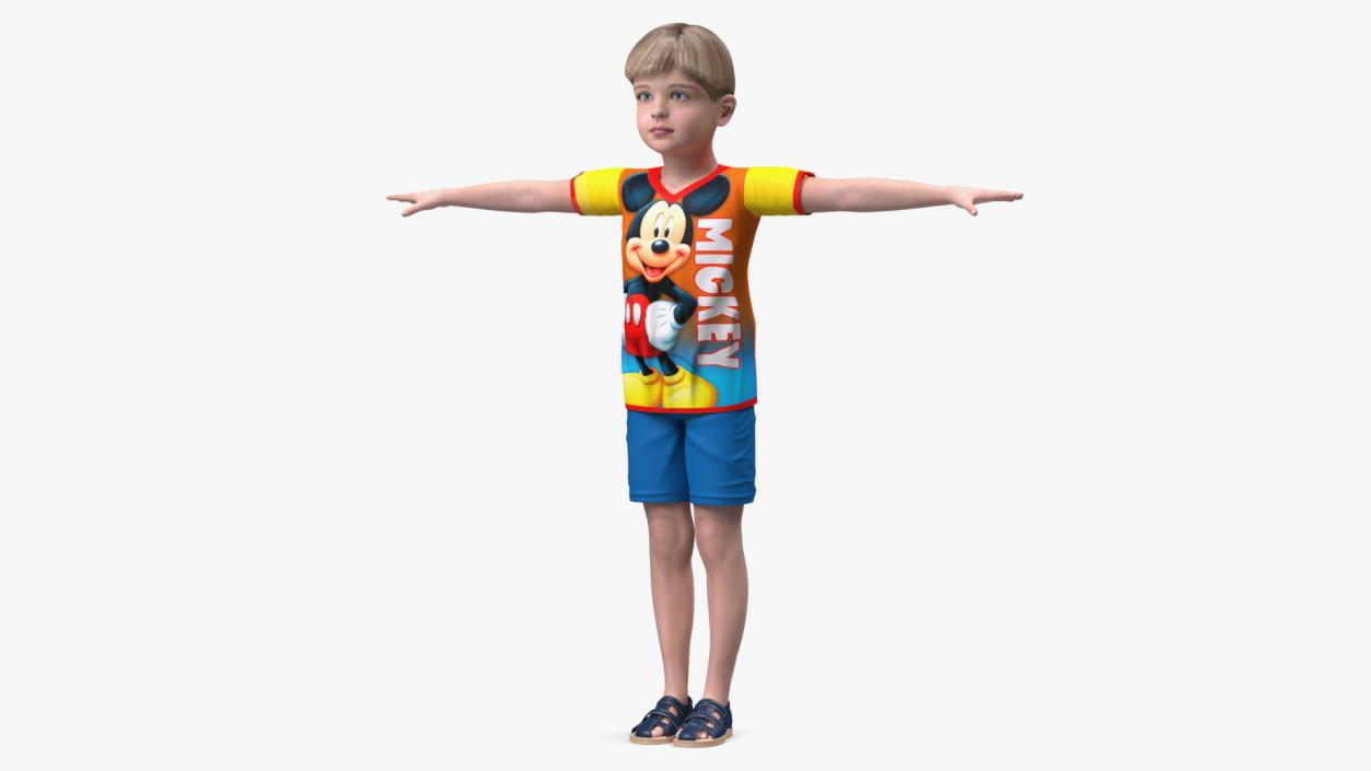 3D Realistic Child Boy T-Pose