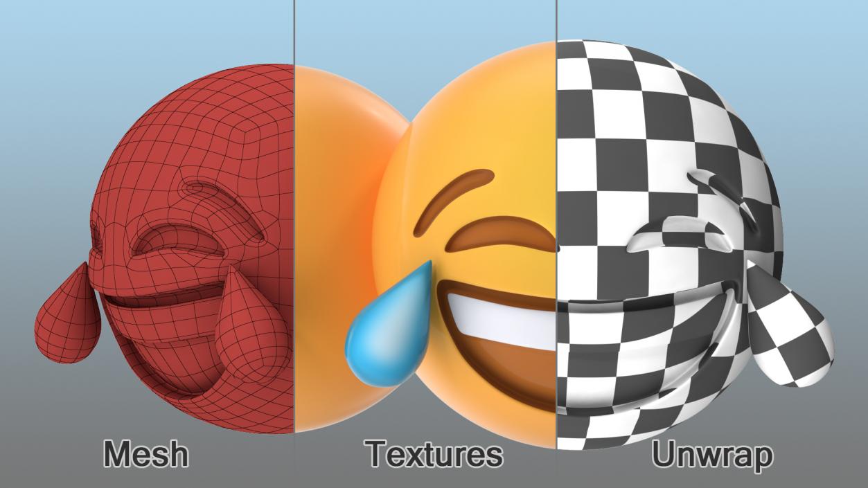 3D Tears Of Joy Emoji model