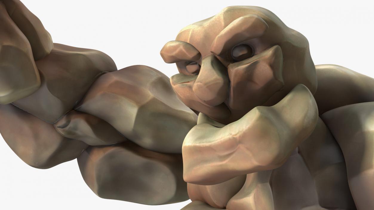 3D Stone Golem Cartoon Character Brown Rigged for Cinema 4D