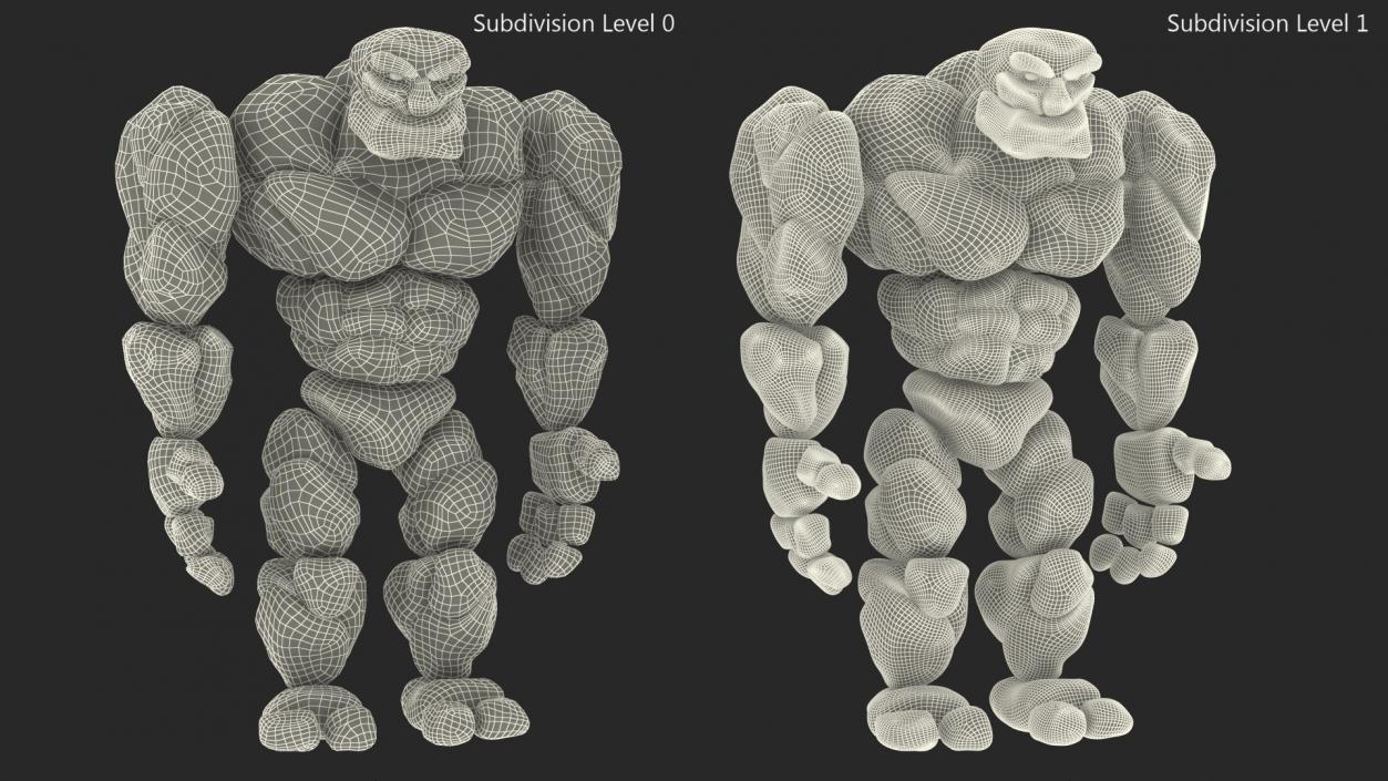 3D Stone Golem Cartoon Character Brown Rigged for Cinema 4D