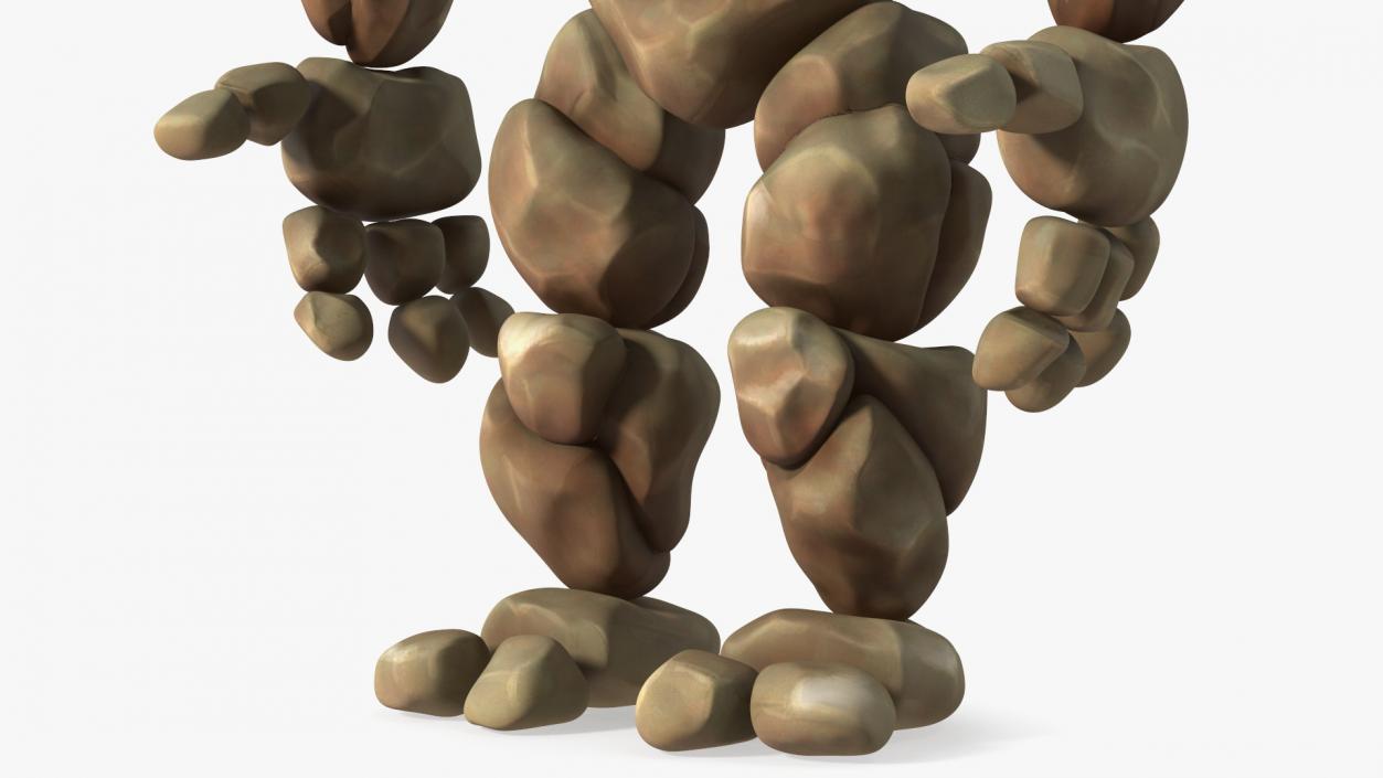 Stone Golem Cartoon Character Brown Rigged 3D