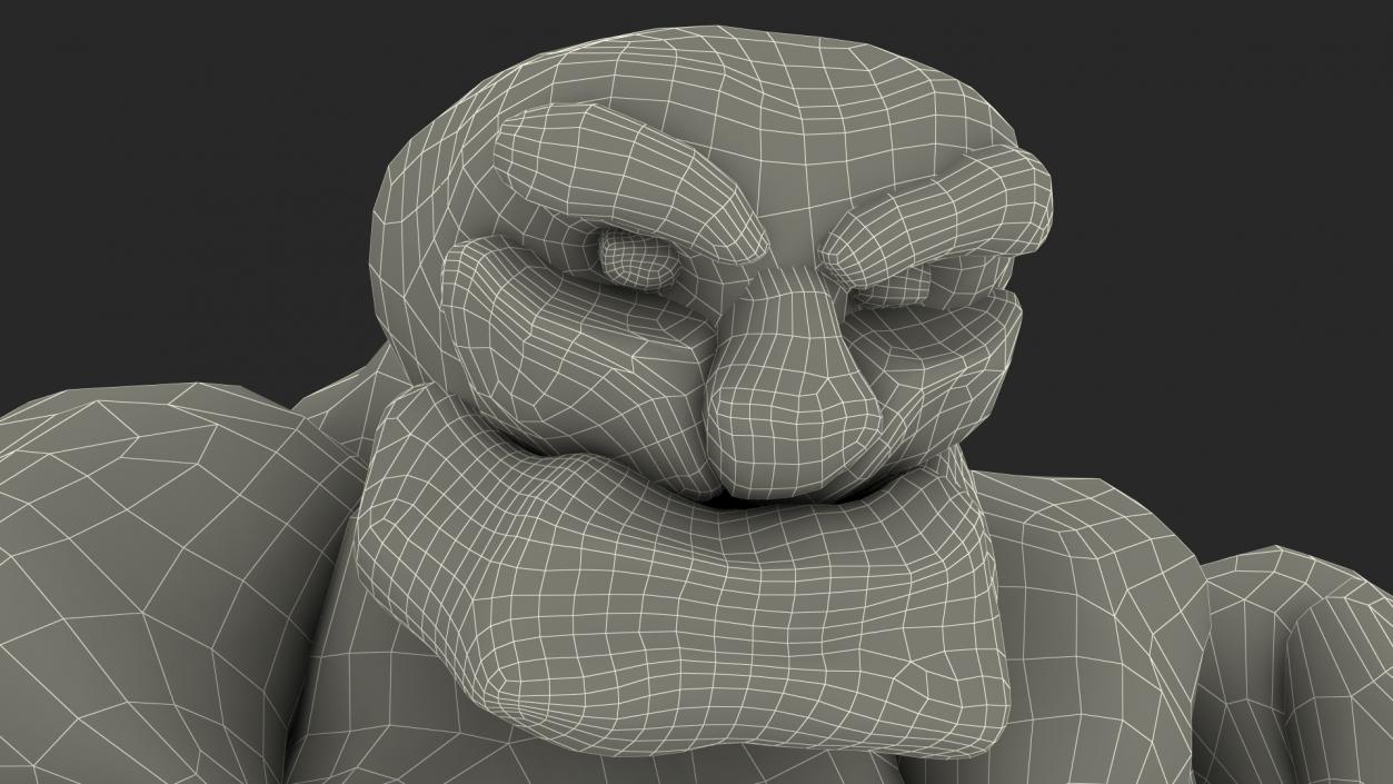 3D Stone Golem Cartoon Character Brown Rigged for Cinema 4D