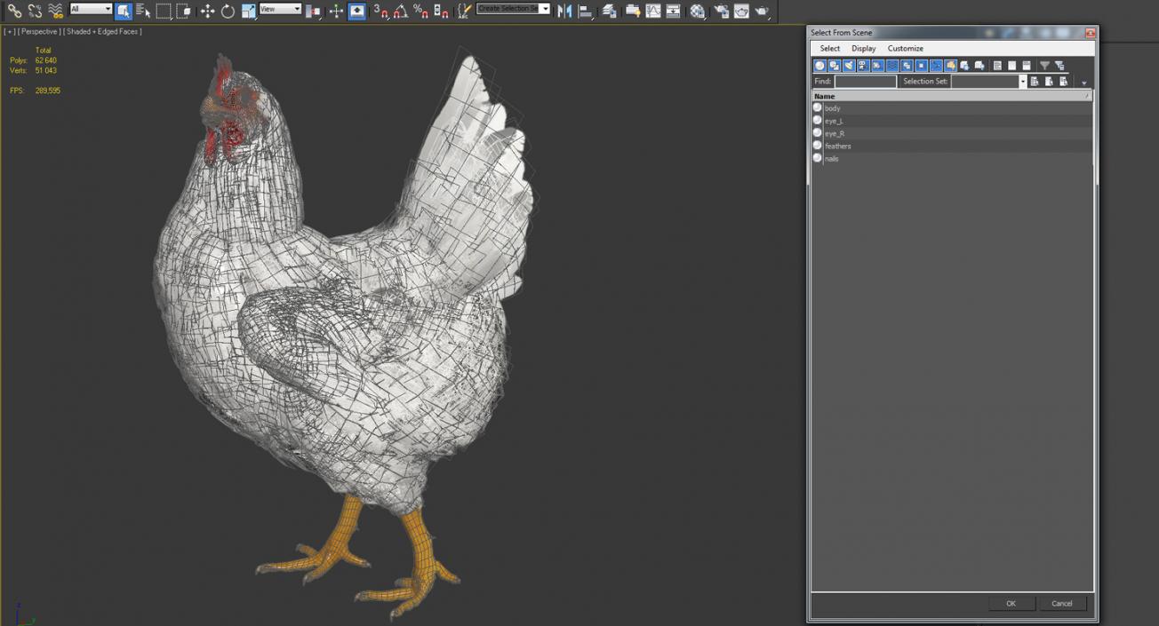 3D White Chicken Walking Pose