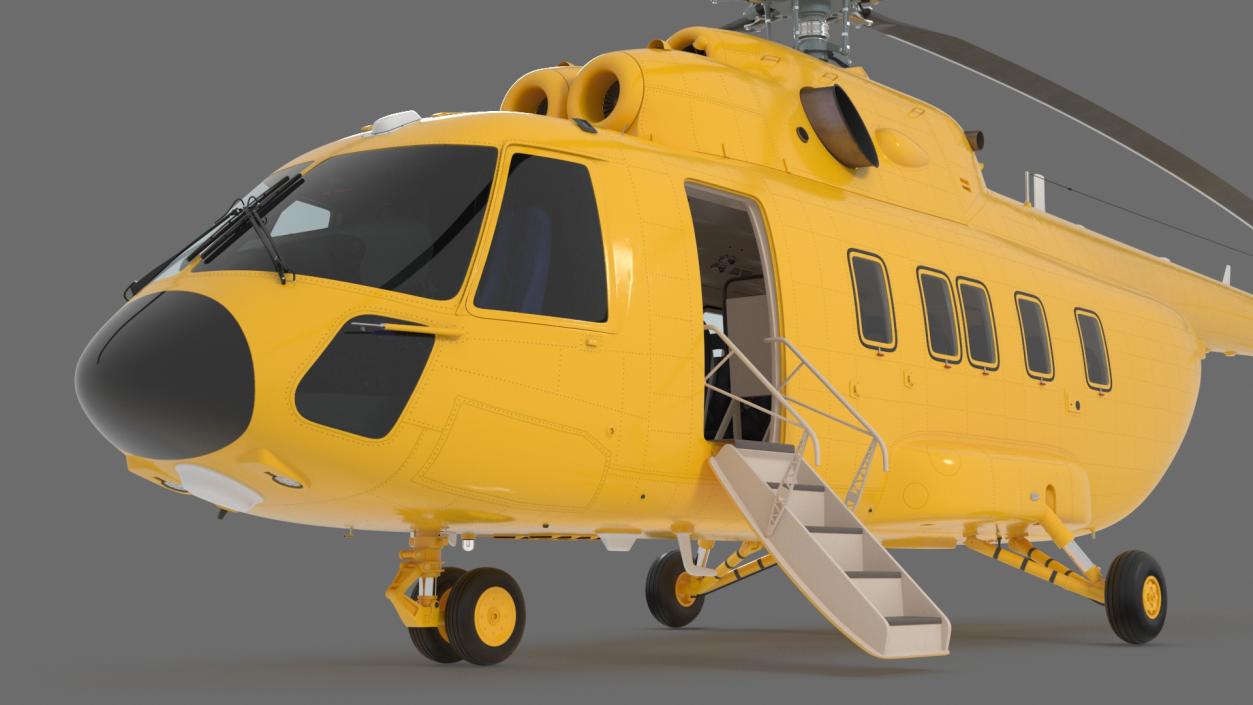 Offshore Cargo Helicopter Yellow Rigged 3D model