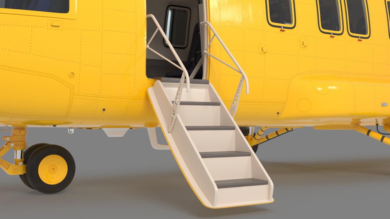 Offshore Cargo Helicopter Yellow Rigged 3D model