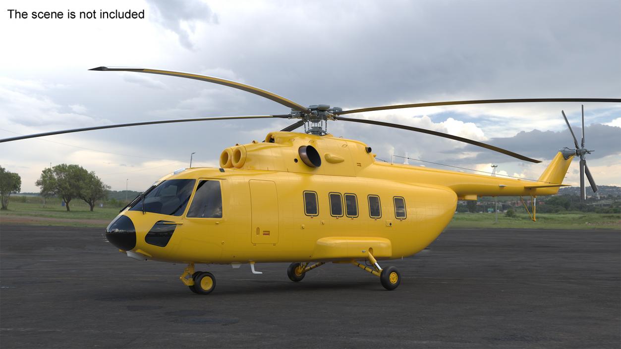 Offshore Cargo Helicopter Yellow Rigged 3D model