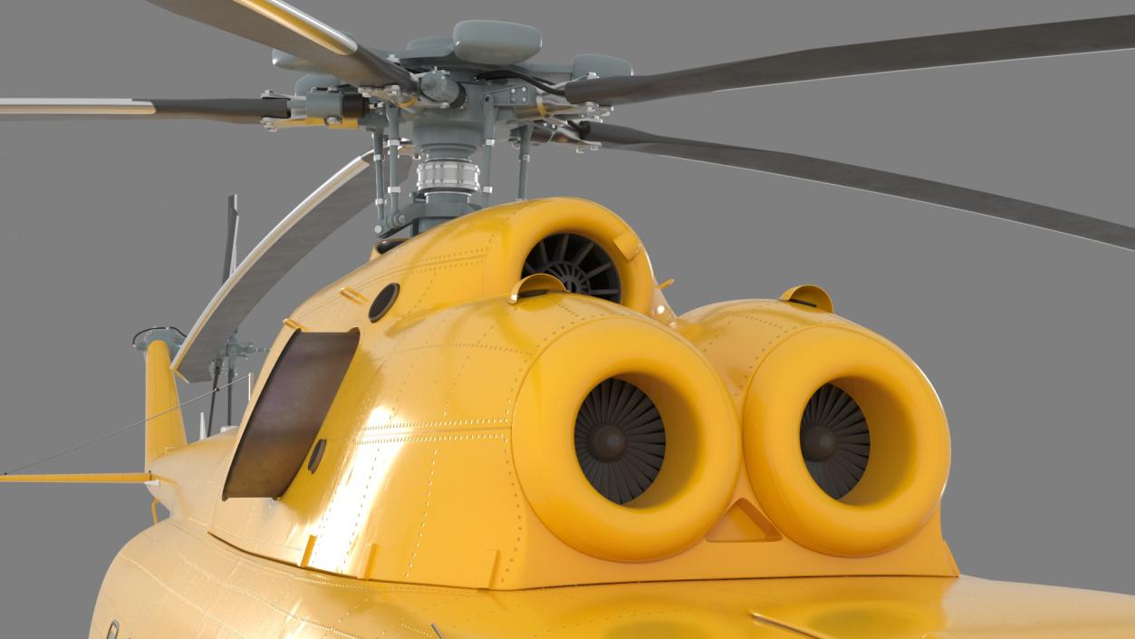 Offshore Cargo Helicopter Yellow Rigged 3D model