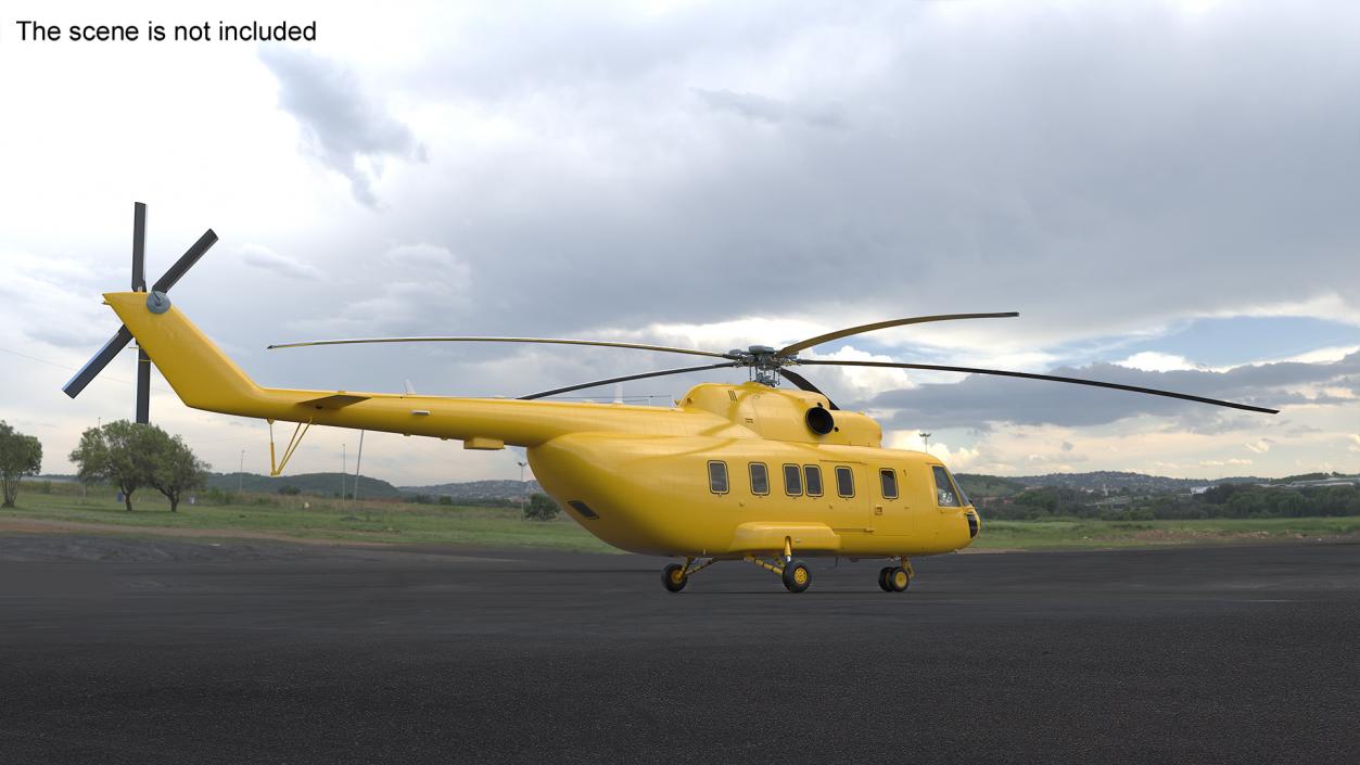 Offshore Cargo Helicopter Yellow Rigged 3D model