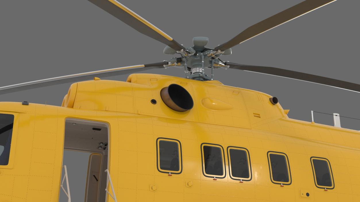 Offshore Cargo Helicopter Yellow Rigged 3D model