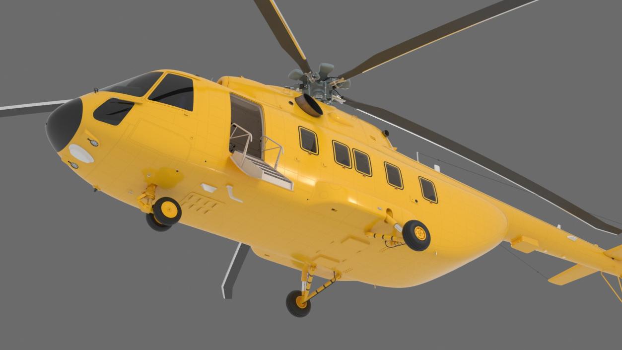 Offshore Cargo Helicopter Yellow Rigged 3D model