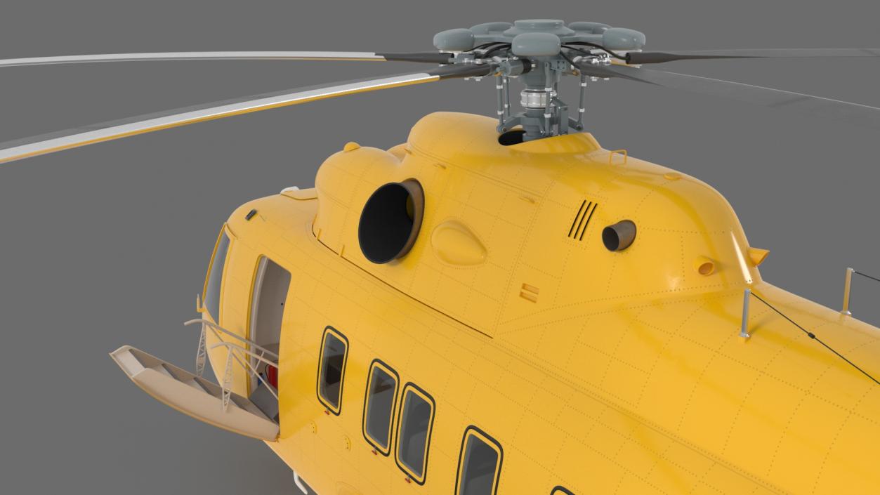 Offshore Cargo Helicopter Yellow Rigged 3D model