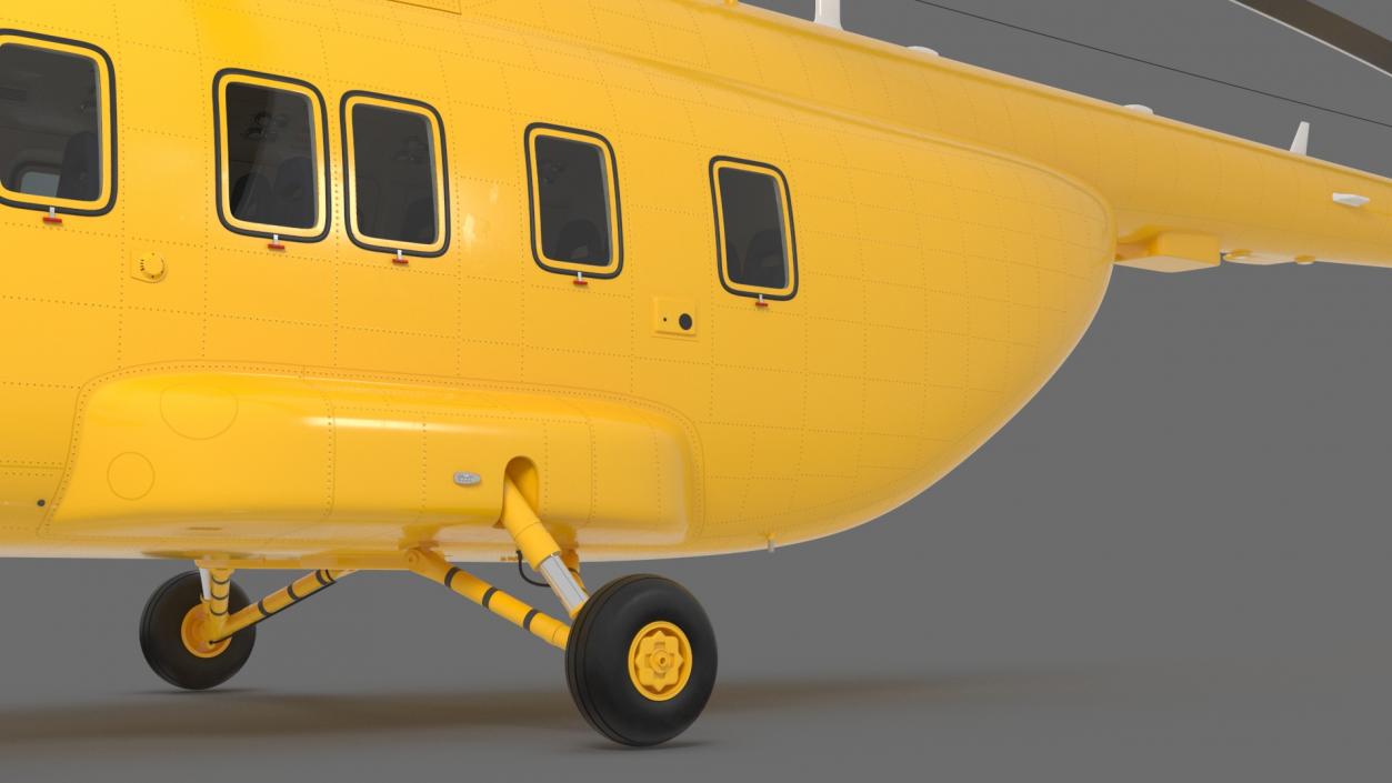 Offshore Cargo Helicopter Yellow Rigged 3D model