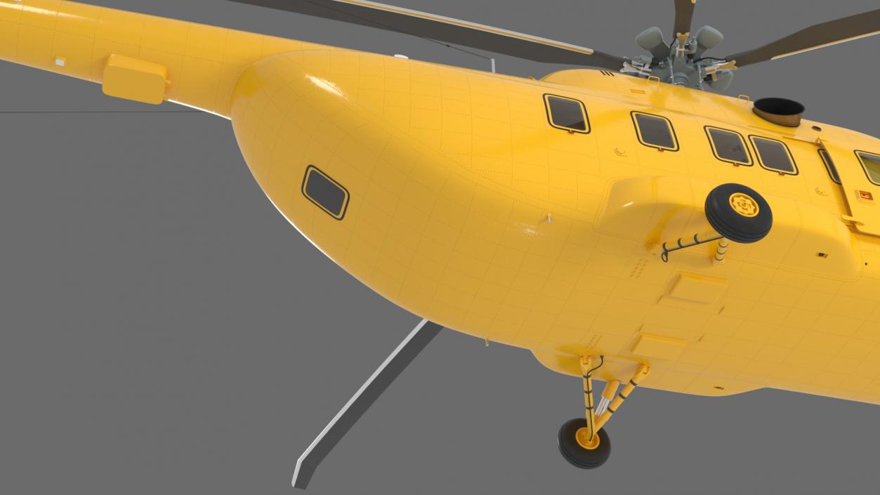 Offshore Cargo Helicopter Yellow Rigged 3D model