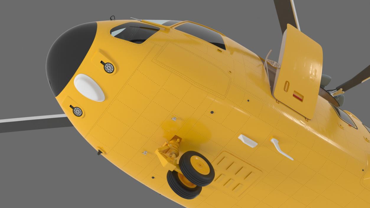 Offshore Cargo Helicopter Yellow Rigged 3D model