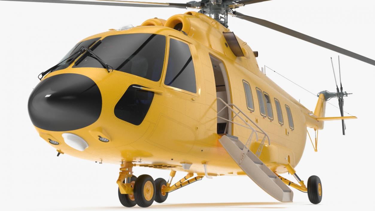 Offshore Cargo Helicopter Yellow Rigged 3D model