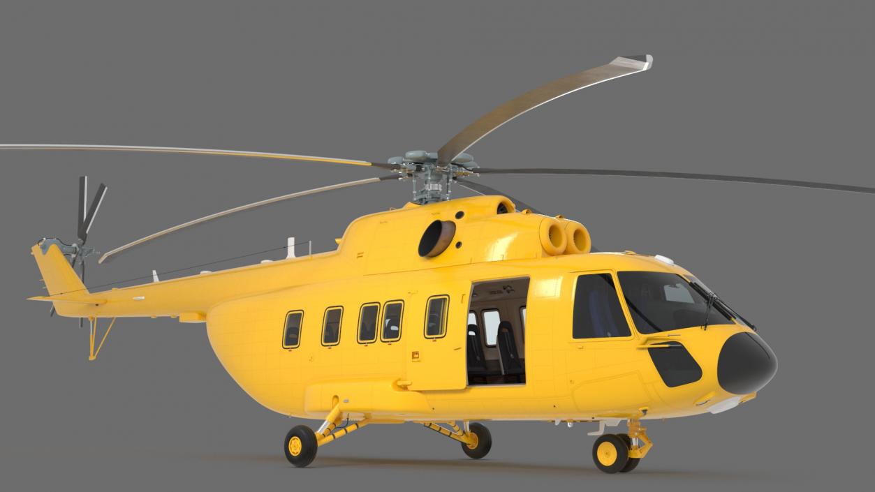 Offshore Cargo Helicopter Yellow Rigged 3D model