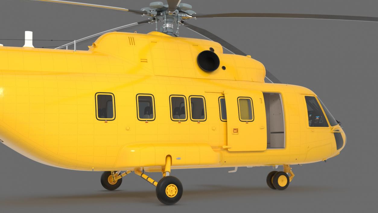 Offshore Cargo Helicopter Yellow Rigged 3D model