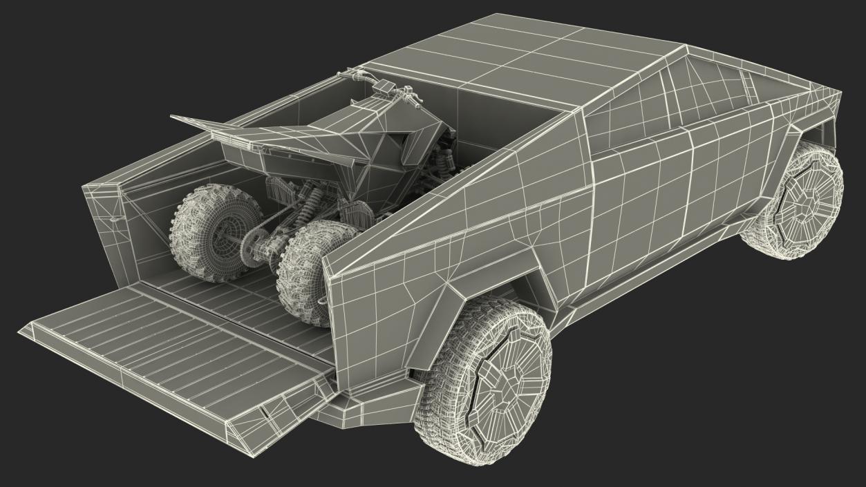 3D model Tesla Cybertruck with Cyberquad ATV