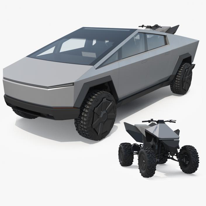 3D model Tesla Cybertruck with Cyberquad ATV