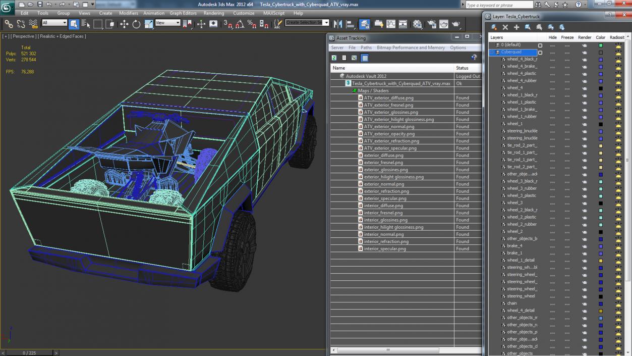 3D model Tesla Cybertruck with Cyberquad ATV