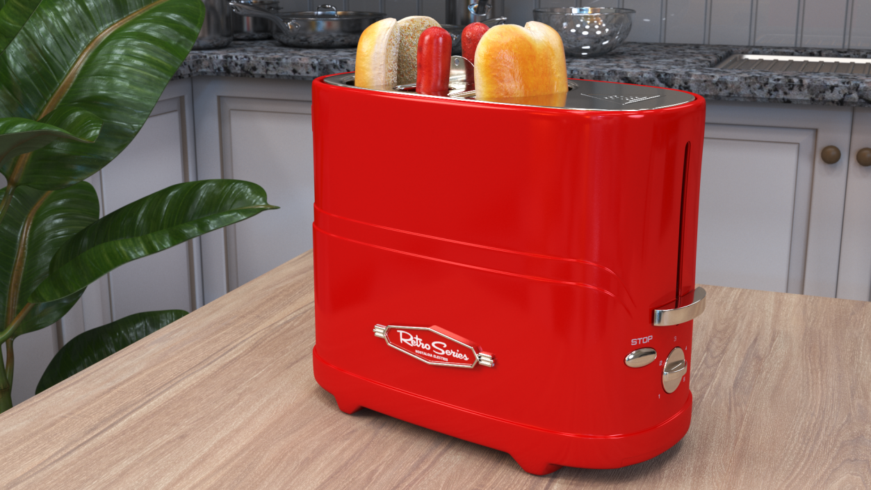 Nostalgia Retro Series Pop-Up Toaster Carrying Hot Dog 3D model