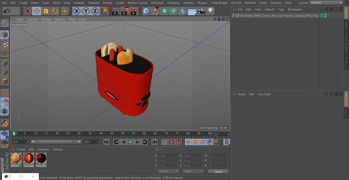 Nostalgia Retro Series Pop-Up Toaster Carrying Hot Dog 3D model