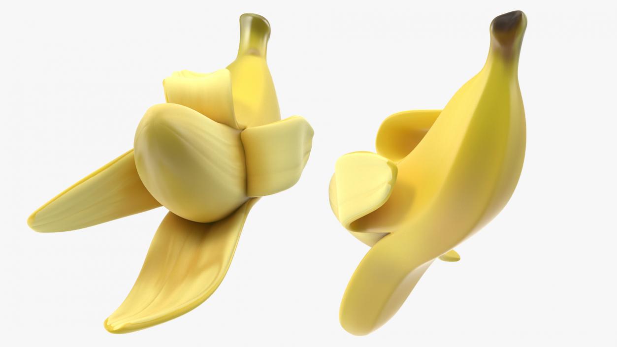 Fresh Peeled Banana Cartoon 3D