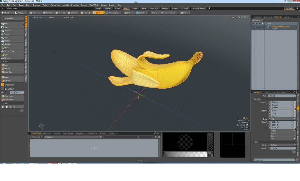 Fresh Peeled Banana Cartoon 3D