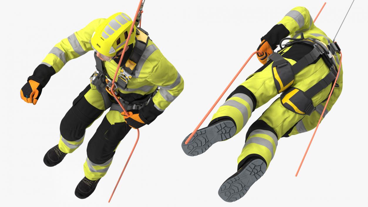 3D model High Altitude Worker Suspended Pose