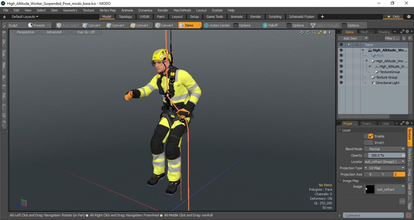 3D model High Altitude Worker Suspended Pose