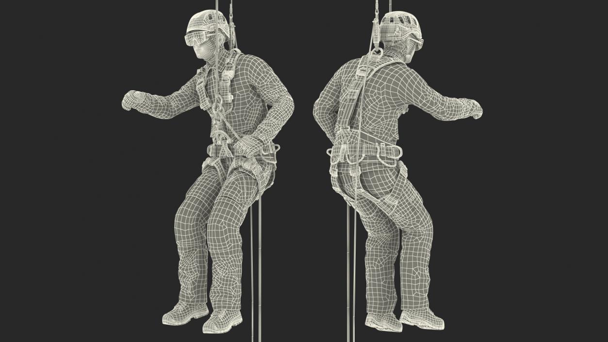 3D model High Altitude Worker Suspended Pose