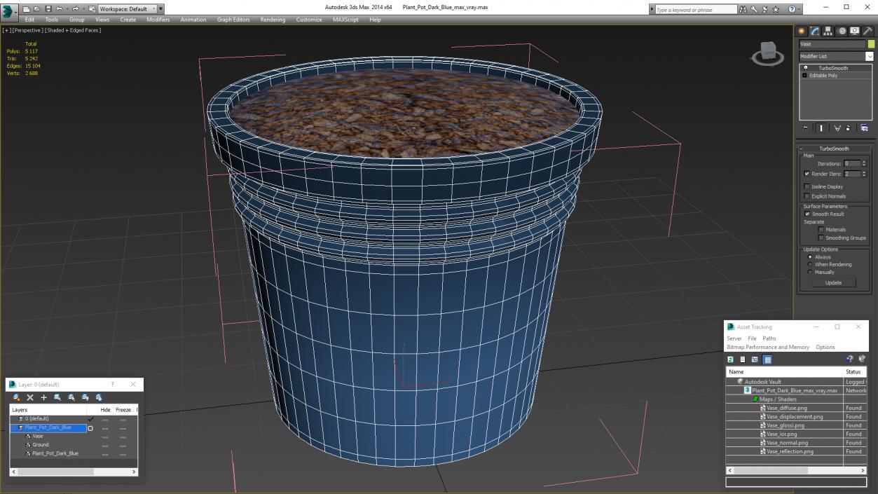 Plant Pot Dark Blue 3D model