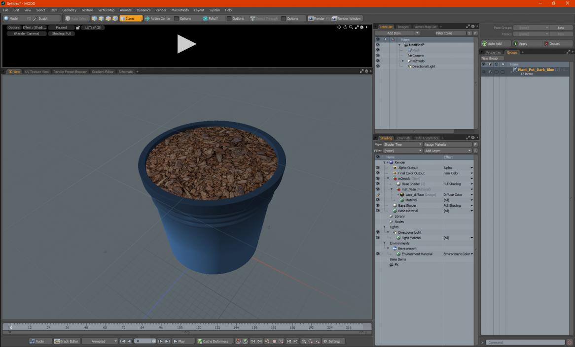 Plant Pot Dark Blue 3D model