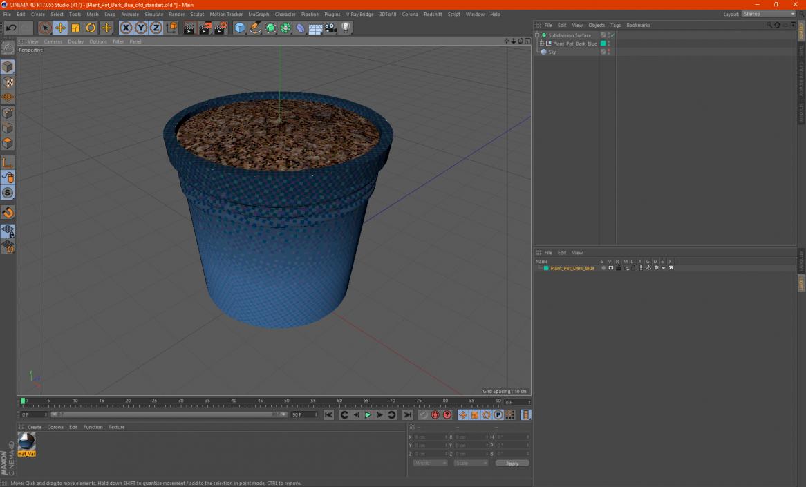 Plant Pot Dark Blue 3D model