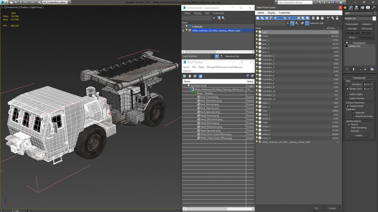 White Hydrema 910 Mine Clearing Vehicle Used 3D model