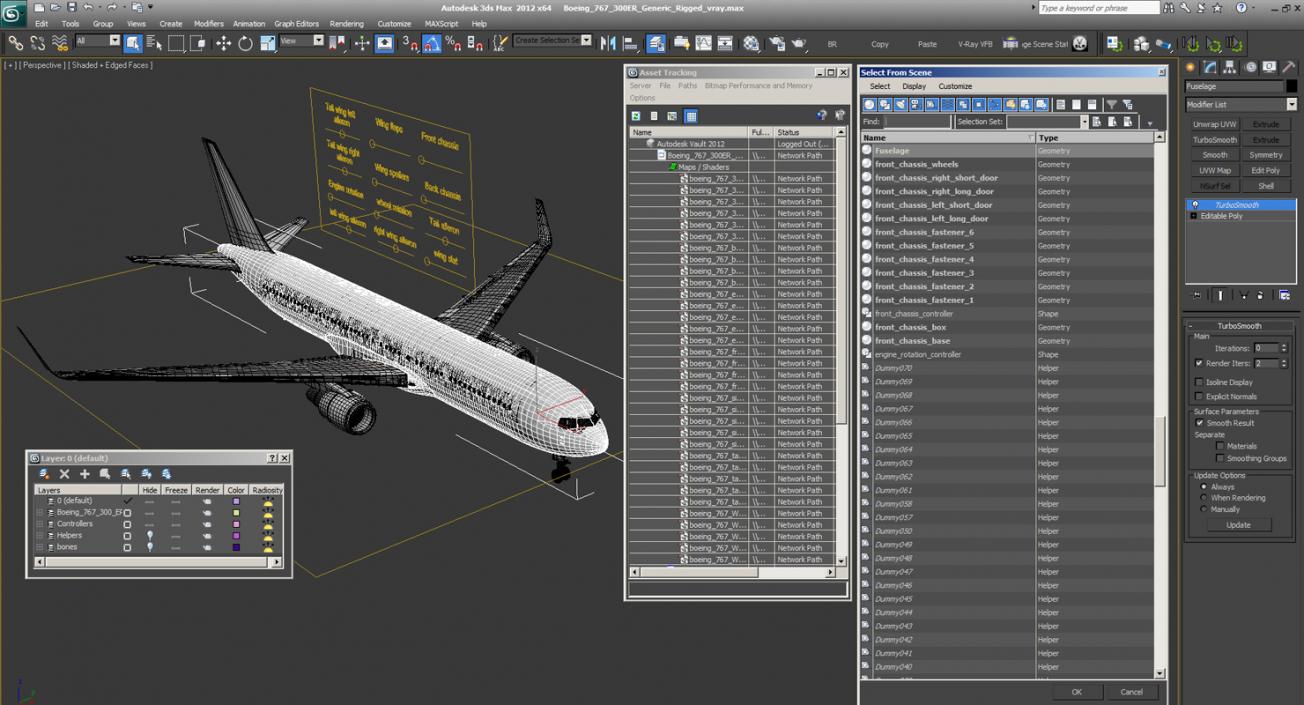 3D Boeing 767-300ER Generic Rigged