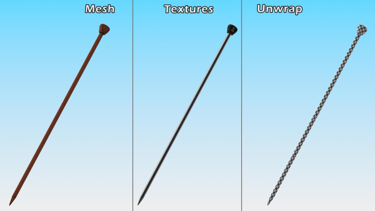 Knitting Needles Metal 3D