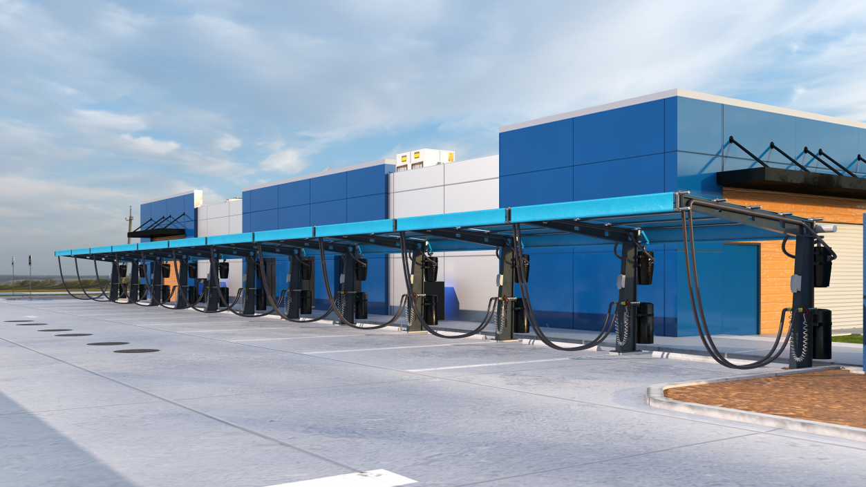 Blue Car Wash Building 3D