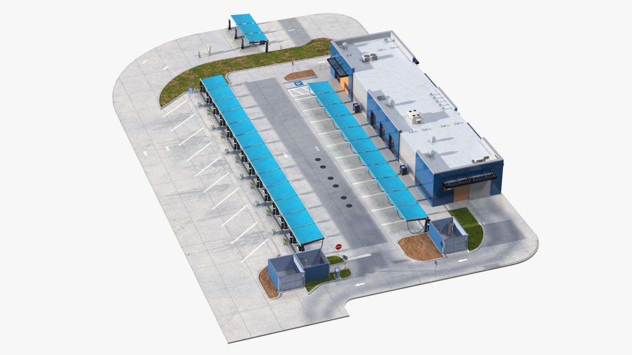 Blue Car Wash Building 3D