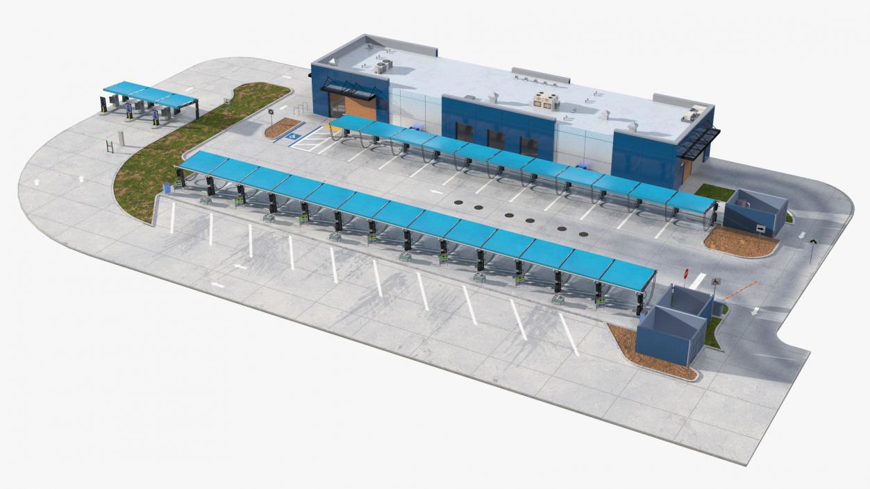 Blue Car Wash Building 3D